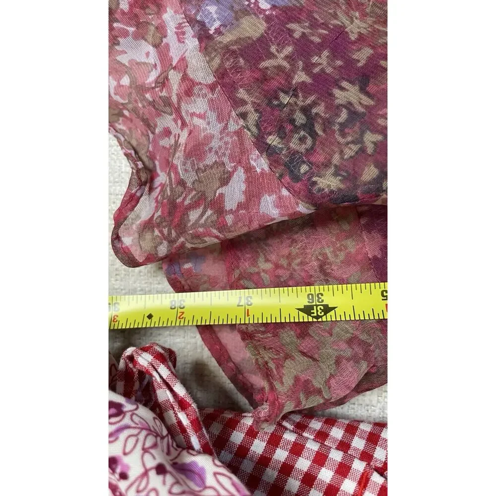 Breakin' Loose Y2K 90s Floral Ruffle V-Neck Asymetrical Midi Dress Pink Sz 9/10 - Picture 15 of 15